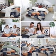 thumbnail image 5 of 3 Piece Navy Blue Burnt Orange Duvet Cover Set California King,Microfiber Comforter/Quilt Cover with Corner Ties and 2 Pillowcases,Geometric Retro Abstract All Season Soft Bedding with Zipper Closure, 5 of 8