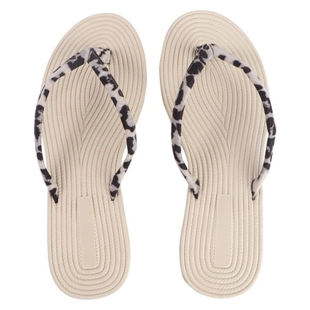 

1 Pair of Exquisite Sandals Flat Slippers Chic Flops (Light Brown Size 37)