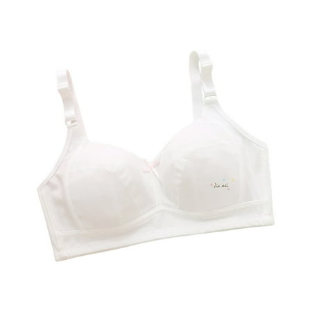 CAICJ98 Girls Padded Cami Training Bra Crop Training Bras for Girls Seamless Bra Design with Removable Padding White XXL(16-18 Years)