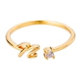 thumbnail image 1 of Oro Rhinestone 26 Anillo Inicial Joyería Letra Inicial Anillo Abierto con Rhinestone Anillo para Mujeres, 1 of 3