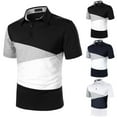 thumbnail image 5 of Pxiakgy Men Spring Summer Fashion Sports Top Shirt Cotton Patchwork Button Lapel Short Sleeve Casual Top T Shirt Black + L, 5 of 6