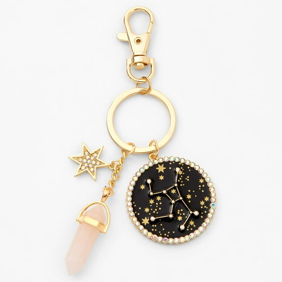 Claire's Tween Accessories Zodiac Keyring with Gemstone Star and Pink Crystal, Virgo