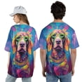 thumbnail image 5 of Hippie Vizsla Portrait oil painting Watercolor Tie-dye Vintage All Over Print 3D Baseball Shirt Vizslas Dog Lover Gifts Idea Softball Sport - 00015, 5 of 6