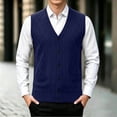 thumbnail image 2 of Riecok Men Vest Sweater Sleeveless V Neck Button down Sweaters Lightweight Solid Winter Tops with Pockets Navy XL, 2 of 5