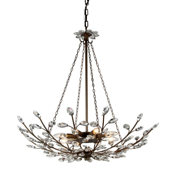 Ad 8 Light Crystal 30 Inch Antique, Bronze 30 Inch Crystal Chandelier