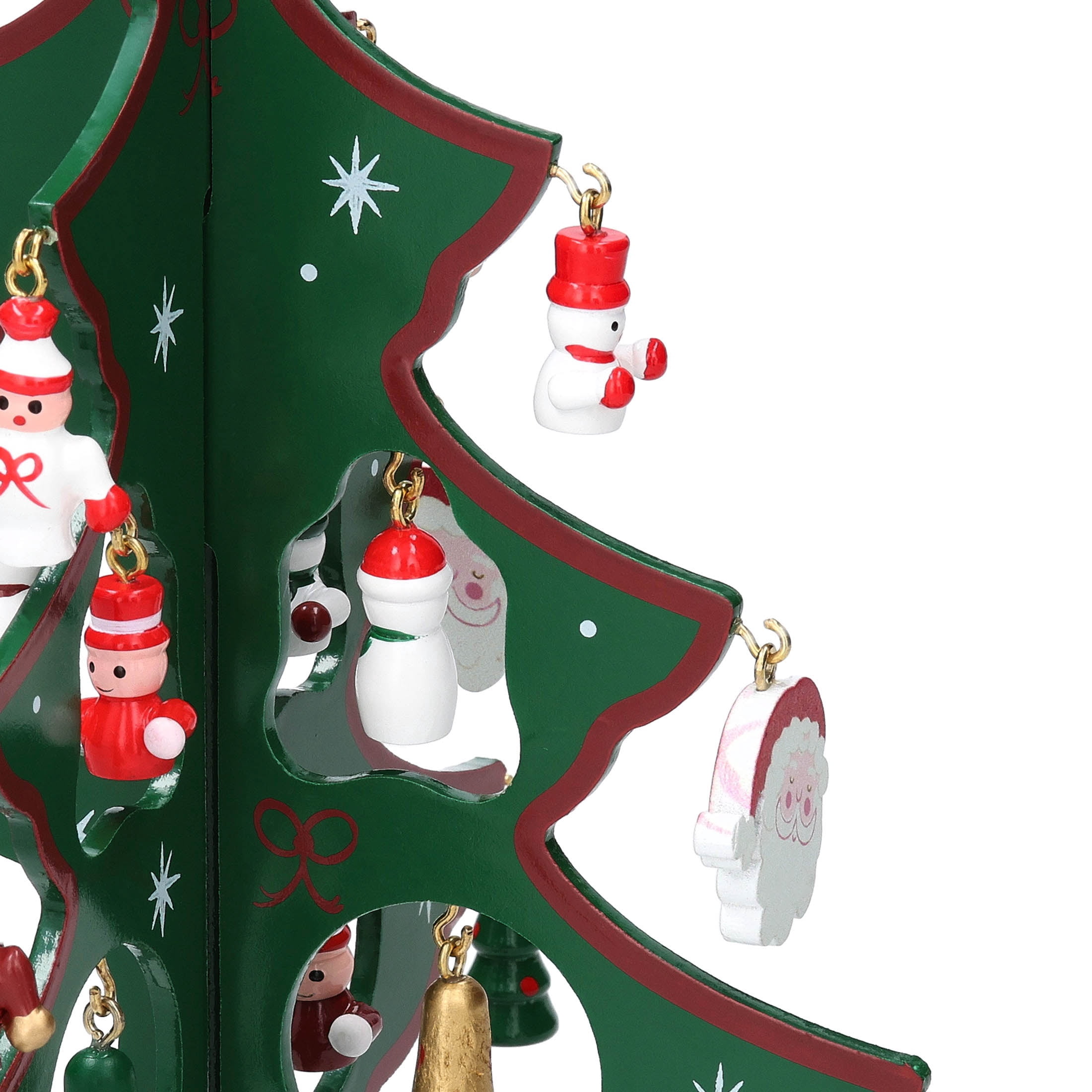 Mini Wood Tree with Ornaments Christmas Decoration, Multicolor, 9", by Holiday Time