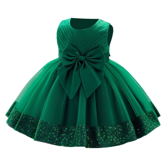 Rggeeun Toddler Girls Formal Dress Gown With Sequins And Lace Trim For Pageants Parties And Breathable Casual O-Neck Sundress