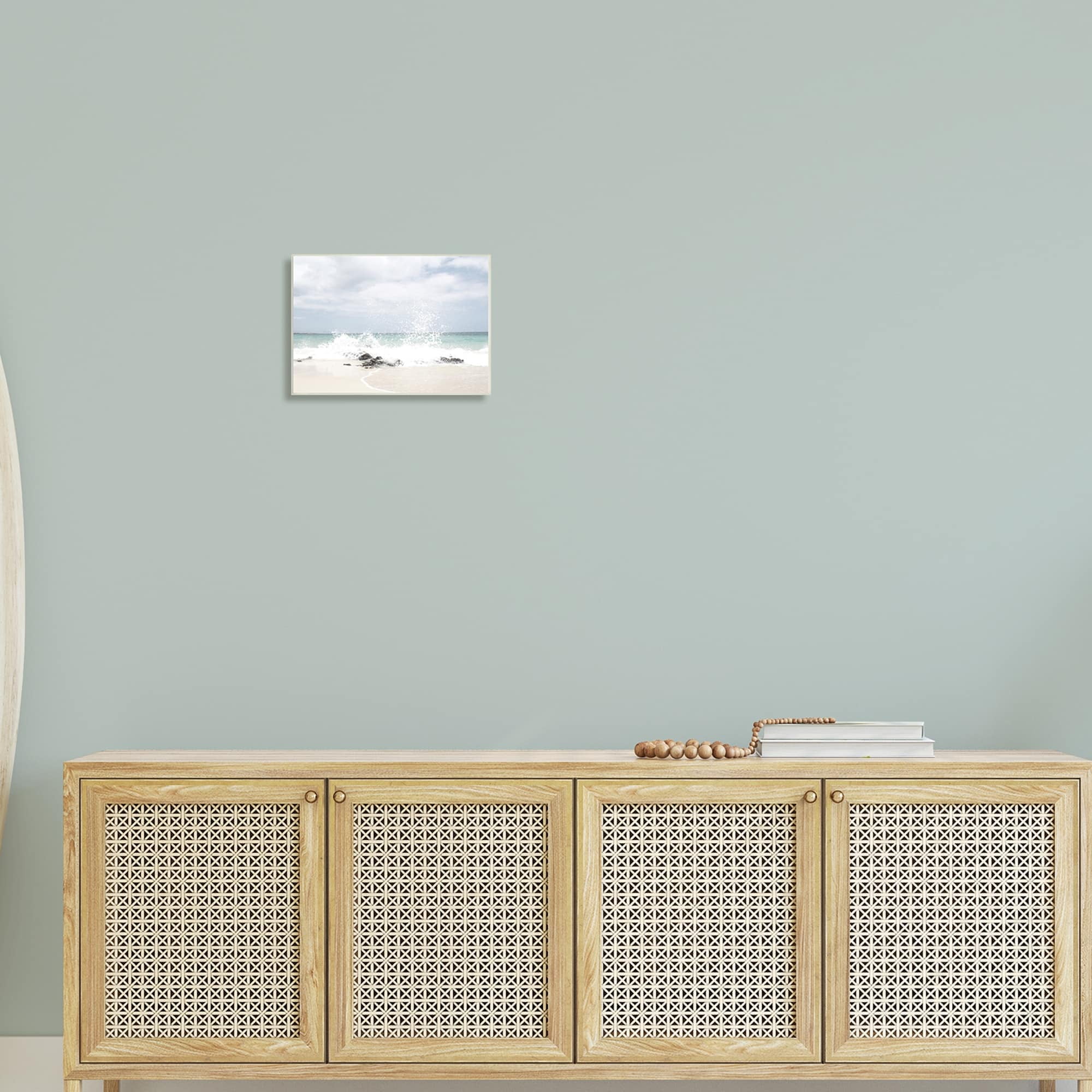 Stupell Industries Tropical Sea Coast Wave Splash Rocky Sand Beach,15 x 10, Design by Leah Straatsma