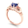 thumbnail image 2 of 1.06 ctw Claddagh Anniversary Ring for Women | Heart Cut Simulated Tanzanite | Hyperallergenic Solid 14K Rose Gold, 2 of 5