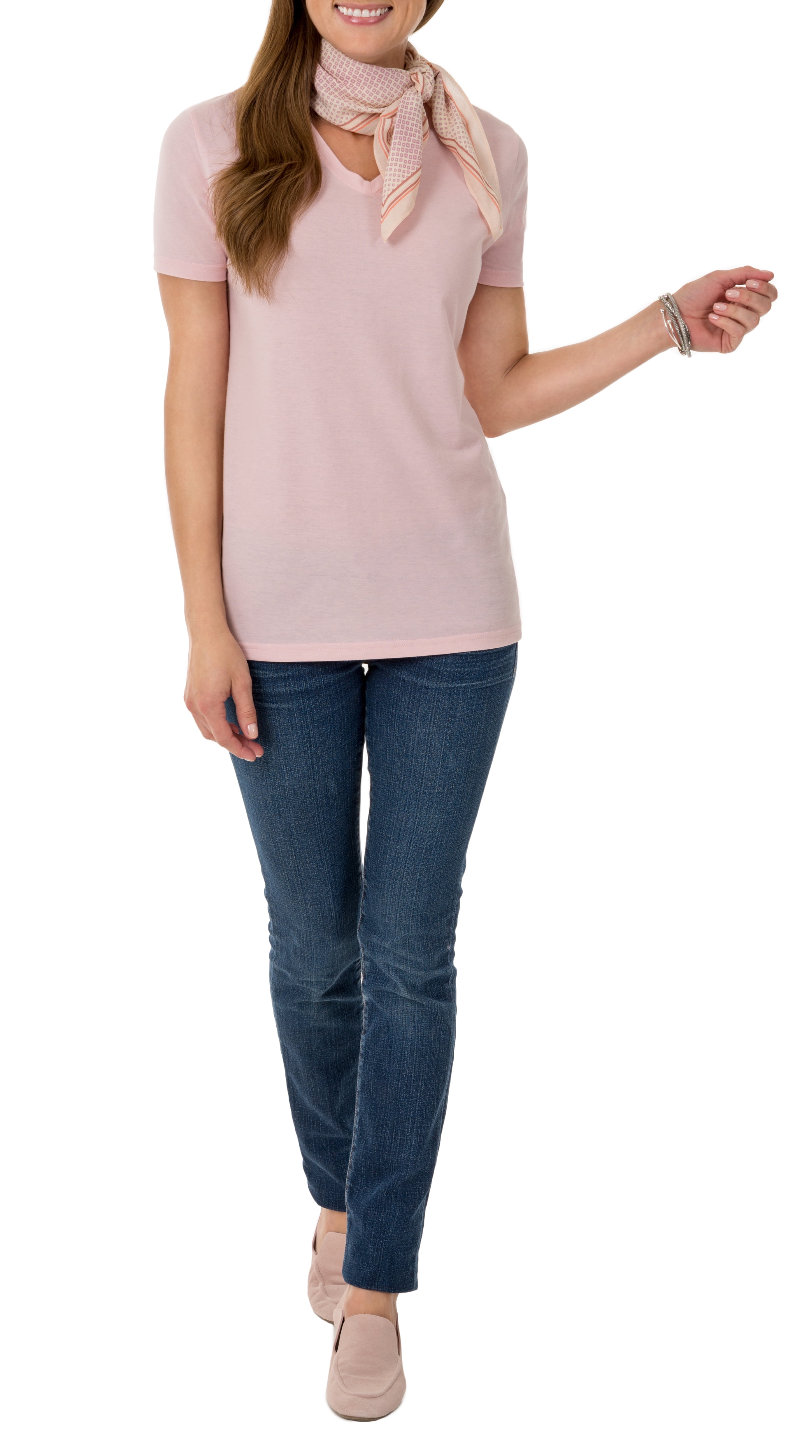 Time and Tru Women's Essential Short Sleeve V-Neck T-Shirt