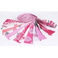 thumbnail image 4 of Soimoi 40Pcs Block Print Precut Fabrics Strips Roll Up 1.5x42inches Cotton Jelly Rolls For Quilting - Rose Pink, 4 of 9