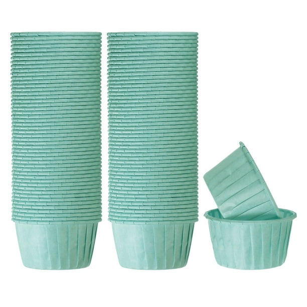 100pcs 3.5oz Moldes para Magdalenas de Papel de Tamaño Estándar Envoltorios Antiadherentes Desechables para Bodas Cumpleaños Navidad Postres Azul y Verde