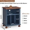 thumbnail image 3 of Joaxswe Record Player Stand with Cable Hole, Vinyl Record Cabinet, 24" Mid-Century Turntable Stand Table for Living Room, Blue, 3 of 10