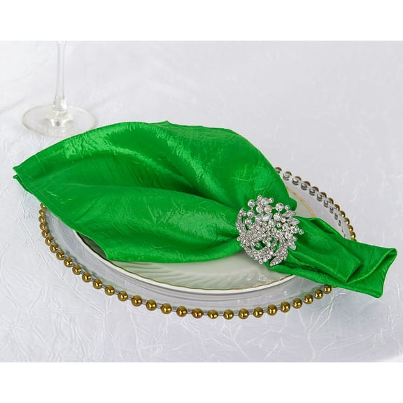 Wedding Linens Inc. (10pcs) 20"x 20" Crushed Crinkle Taffeta Napkins - Emerald Green