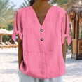 thumbnail image 4 of Zpanxa Womens Summer Tops, Women's Printed Tie-Front T-Shirt V-Neck Short Sleeve Button Down Casual Loose Fit Summer Top Non Positioning Design Fashion, 4 of 8