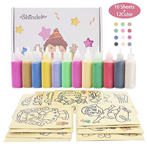 Sand Art kit , Colored Sand Art Kit Art Sand Scenic Sand with 10 Sheets Sand Art Painting Cards