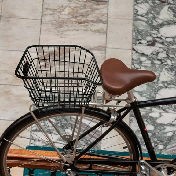 WRISTBIQUE Sturdy Black Metal Rear Bike Basket Portable Detachable Basket for Electric Bikes