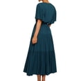 thumbnail image 5 of Nlife Women V Neck Flare Sleeve Pleated Tiered Tie Waist Maxi Dress, 5 of 7