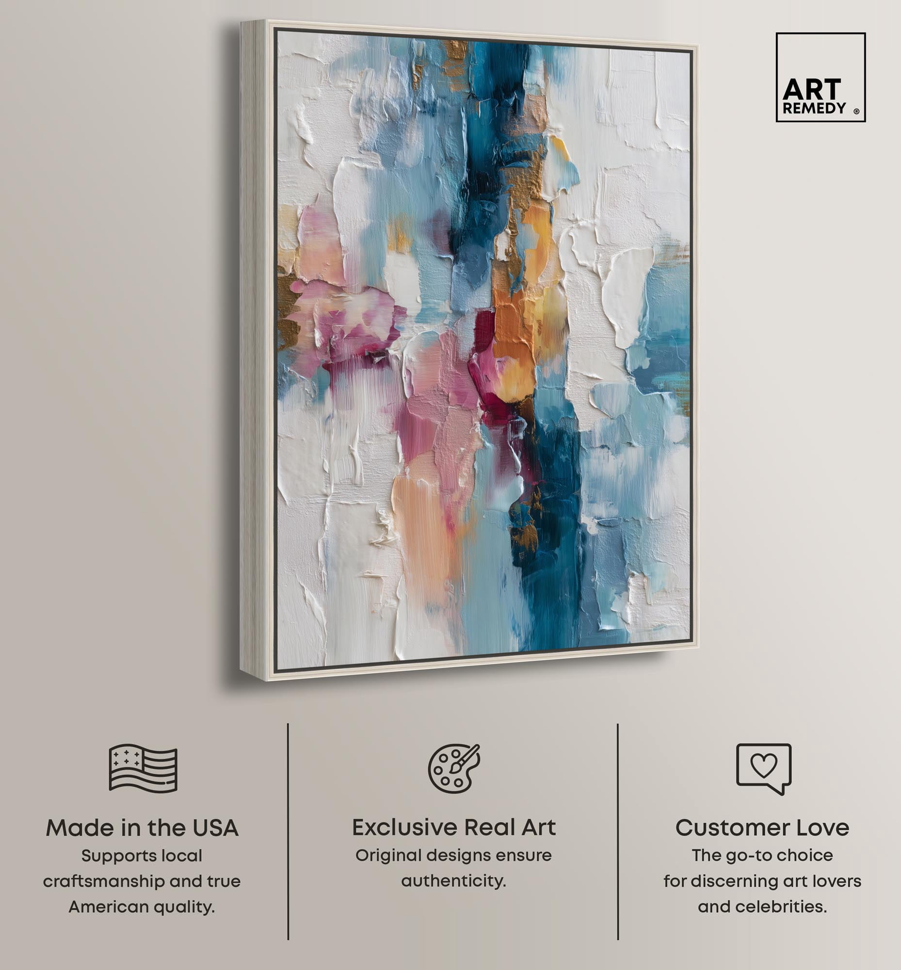 Petal Pink and Ocean Blue II Canvas Modern Wall Decor by Art Remedy, Silver Frame, 10 x 15