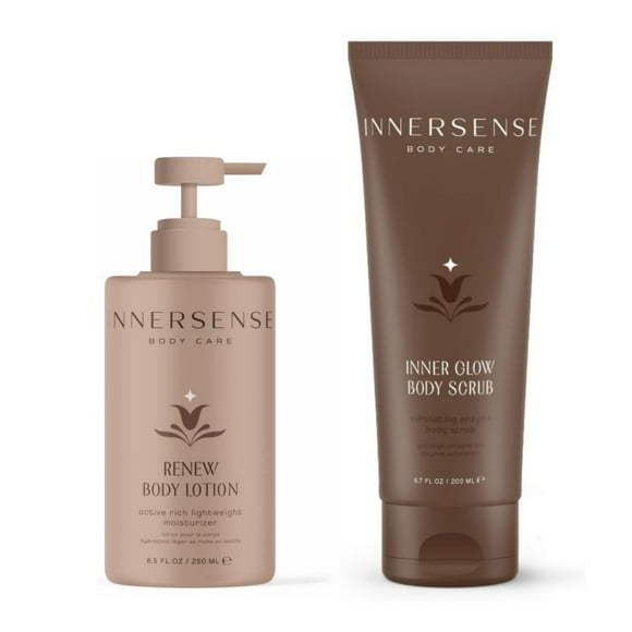 INNERSENSE Organic Beauty - Renew Body Lotion + Inner Glow Body Scrub BUNDLE | Non-Toxic, Cruelty-Free
