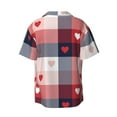thumbnail image 5 of Uemuo Heart Plaid Pattern Cotton Linen Short Sleeve Shirts,Casual Lightweight Button Down Shirts,Vacation Beach Summer Tops-3X-Large, 5 of 7