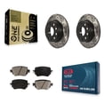 thumbnail image 1 of Transit Auto Rear Coated Drilled Slotted Disc Brake Rotors and Ceramic Pads Kit for Car Volkswagen Golf Alltrack SportWagen with 253mm Diameter Rotor KDC-101886, 1 of 11