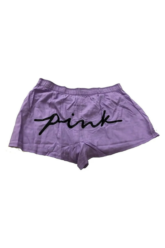 Pink Logo Flannel Relaxed Pajama Sleep Short Boxy Color Lilac Size Medium NWT