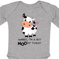thumbnail image 4 of Inktastic Sorry, I'm a Bit Moody Today Cute Cow Pun Boys or Girls Long Sleeve Baby Bodysuit, 4 of 5