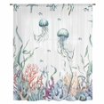 thumbnail image 2 of Coastal Jellyfish Sheer Curtains 45 Inches Long, Ocean Nautical Starfish Coral Seaweed Light Filering Curtains, Breathable Simi Curtain Privacy Drapes for Kitchen Bathroom Small Window Treatment, 2 of 9