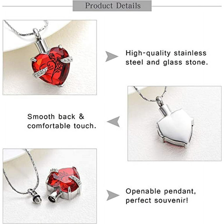 Heart Shaped Key Cremation Jewelry - Ash Necklace - Cherished Emblems Silver