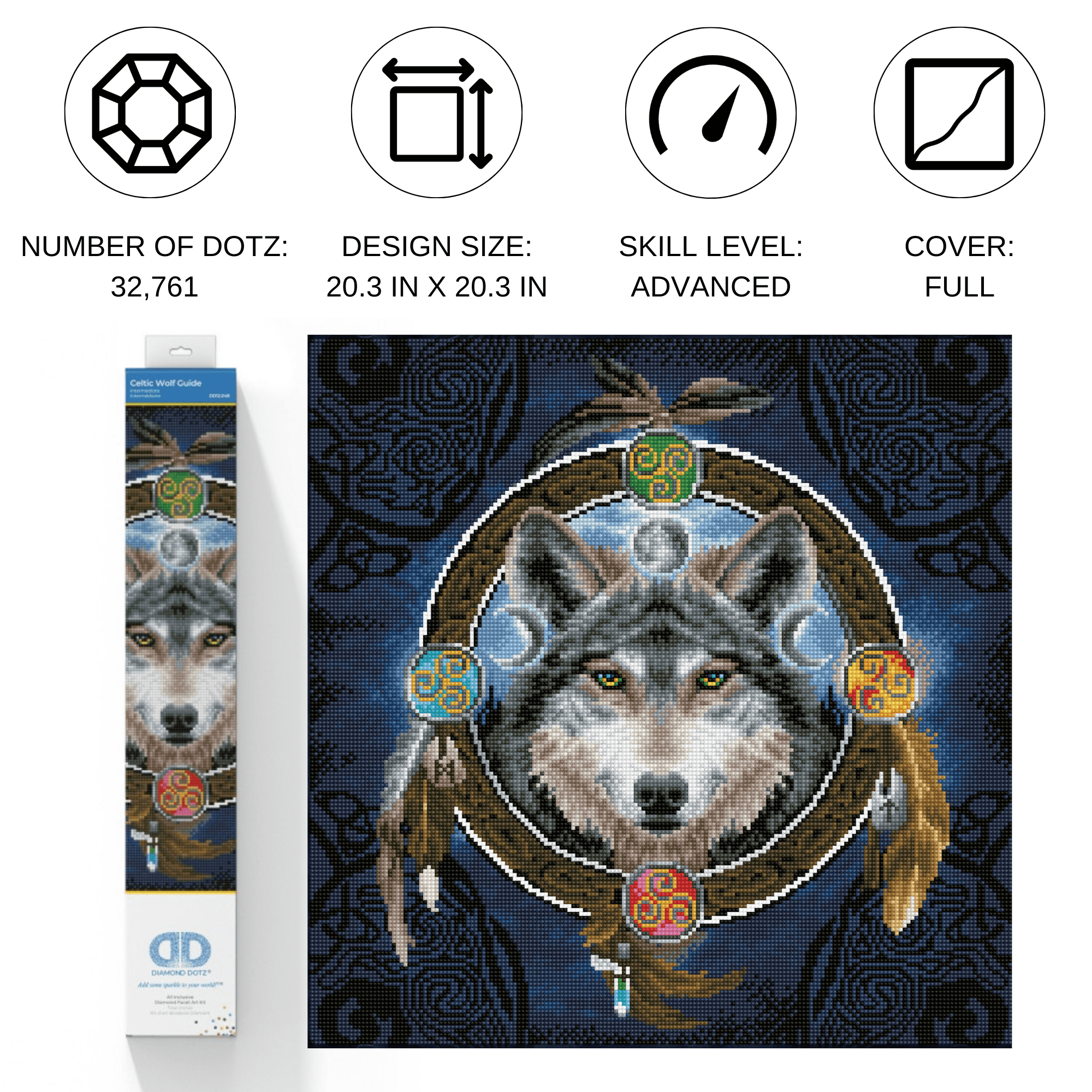 QQYRHN Fantasy Wolf Diamond Painting Kits voor Volwassen Beginners, 5D Reflectie Diamond Art Kits, DIY Ronde Volledige Boor Maan Nacht Schilderij Kits Ontspannen Craft voor Thuis Muurdecoratie 30 x 40