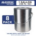 thumbnail image 2 of Master Elite 1 Gallon Unlined Empty Metal Paint Can Bucket with Lids, Bail Handles, Pack of 8 - Triple Tight Seal, 128 fl. oz. Steel Coating Storage Container Tin - Store Leftover Oil-Based Paint, 2 of 7