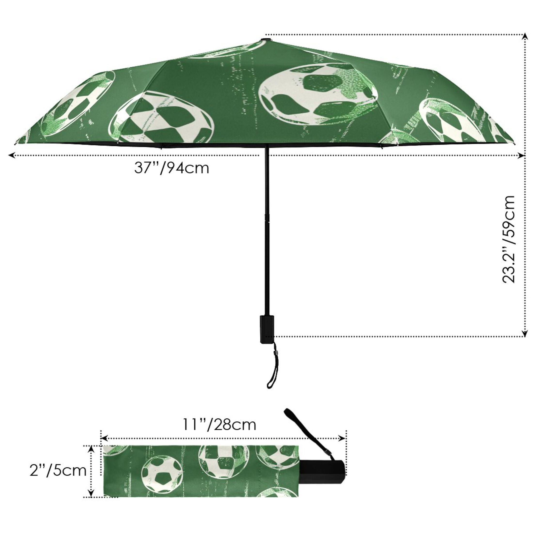 ALAZA Football Soccer Ball UPF 50+ Compact Folding Umbrella for Rain Travel Umbrella Packable