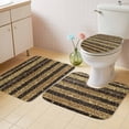 thumbnail image 2 of Black Golden Striped Bath Mat 3 Piece Bathroom Rug Set, Luxury Farmhouse Stripes Non Slip Bath Rug Contour Mat and Toilet Lid Cover, Absorbent Shower Mats Soft Bath Rugs and Mats Sets, 2 of 8