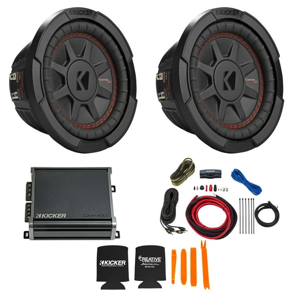 Kicker 6.75 Inch Comp RT Thin Woofer Includes Two 48CWRT672 Package with 46CXA4001 Amplifier and wire kit