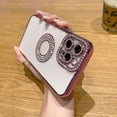 thumbnail image 3 of Compatible for iPhone 14 Plus Case with Luxury Clear Plating Logo View Glitter Cute Diamond Sparkly Design Aesthetic Women Teen Girls Phone Cases Bling Camera Protective Cover-Rose Gold, 3 of 11