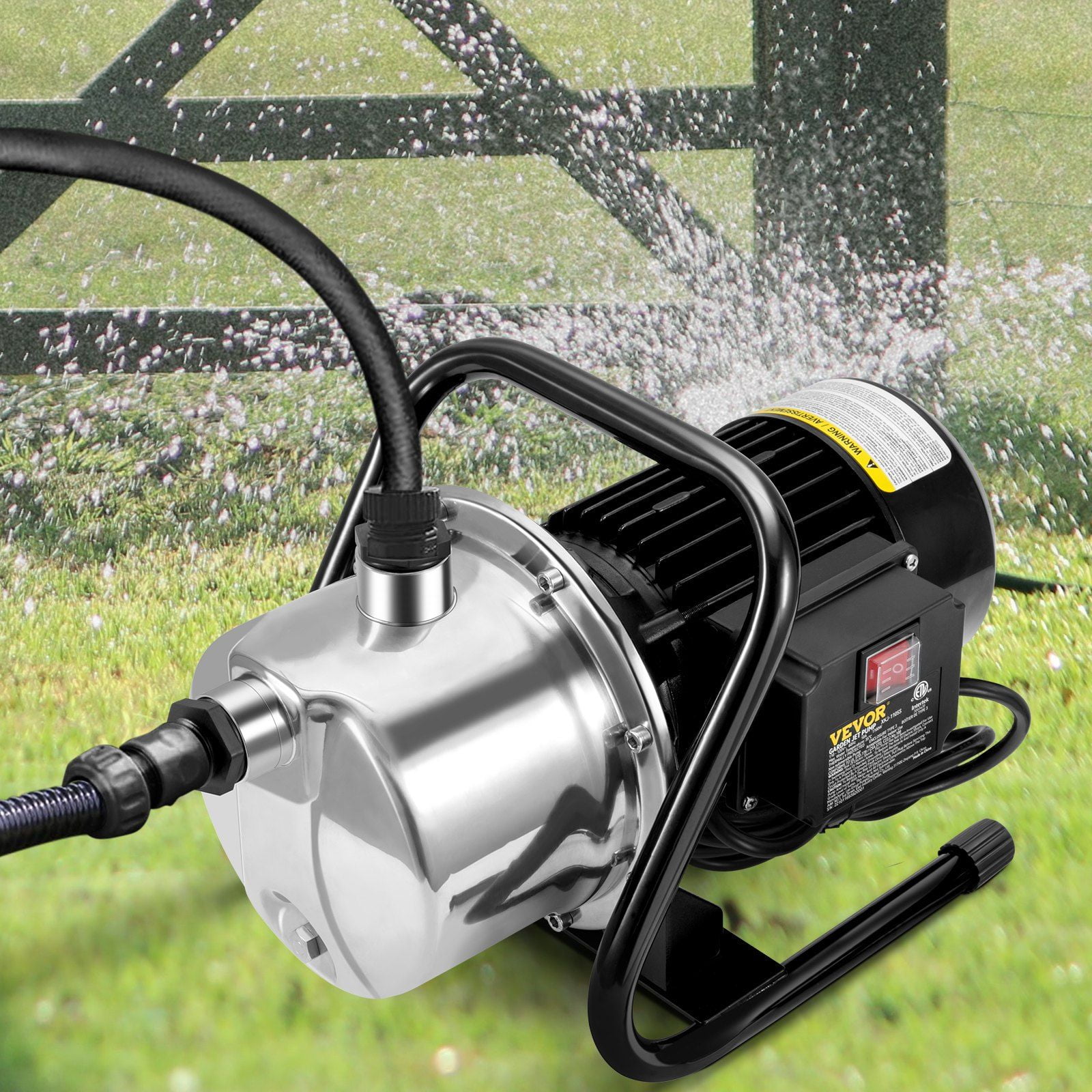 1.1HP Garden Jet Pump - 978GPH High Flow, 131ft Head, Portable for Shallow Wells