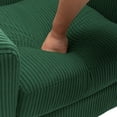 thumbnail image 3 of DREAMSIDEA Corduroy Swivel Barrel Accent Chairs Set of 2, Modern Upholstered Living Room Chair Round Club Armchair-Dark Green, 3 of 7