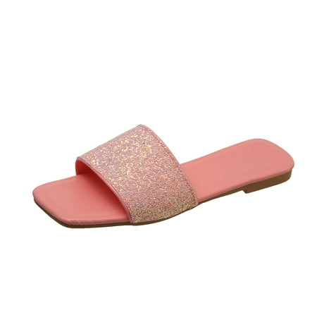 

GNEIKDEING Sandals For Women Summer Crystal Flat Retro Sandals Gift on Clearance