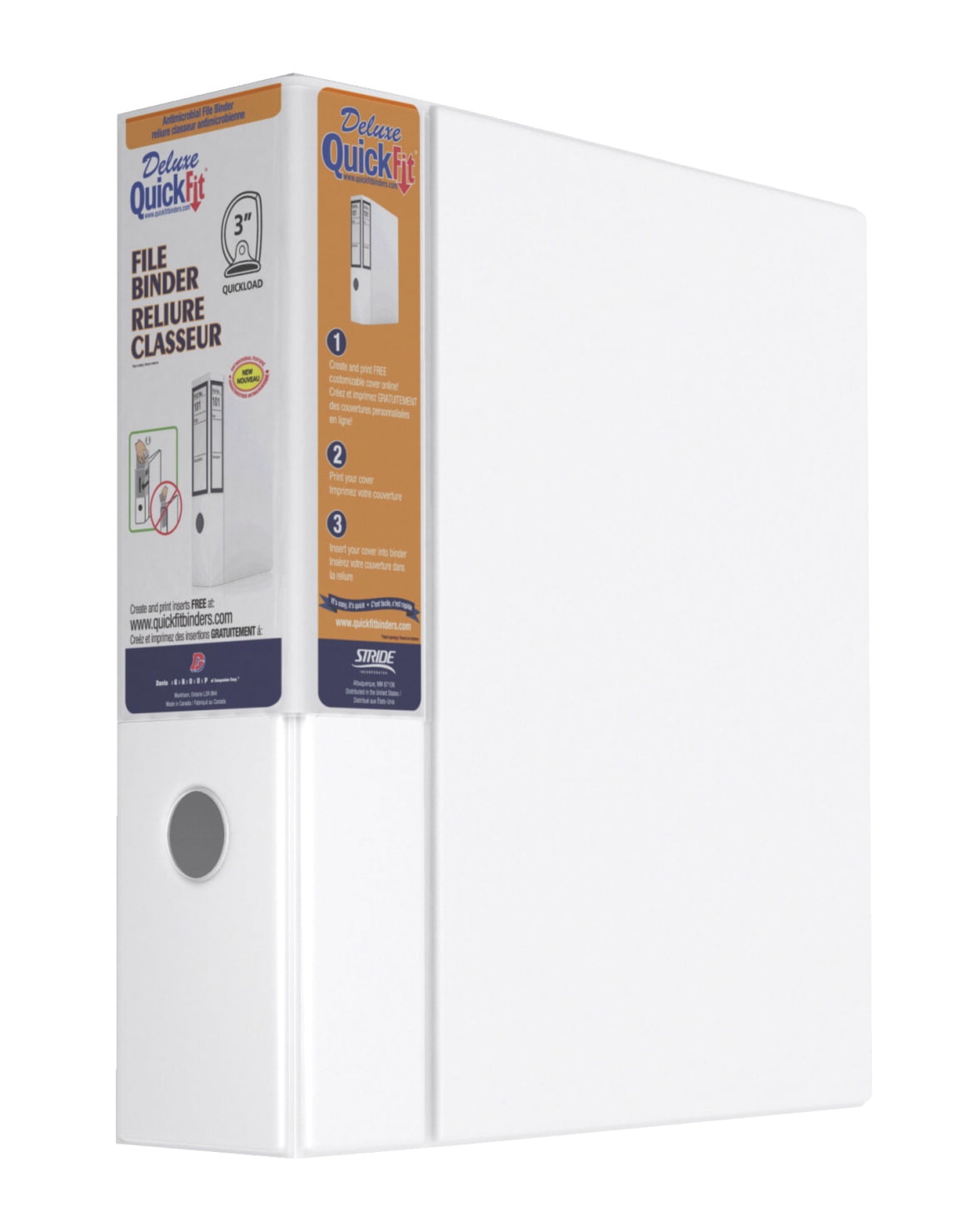 Photo 1 of Stride QuickFit Polypropylene Antimicrobial D-Ring File Binder with Thumb Hole, 3 in, White (6 PACK)