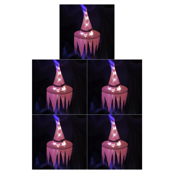 Billuyoard Sombrero Decoración de fiesta de Halloween Sombrero colgante Iluminación LED brillante Cap Festival Prop para Home Bar, Pink Type2 NO2