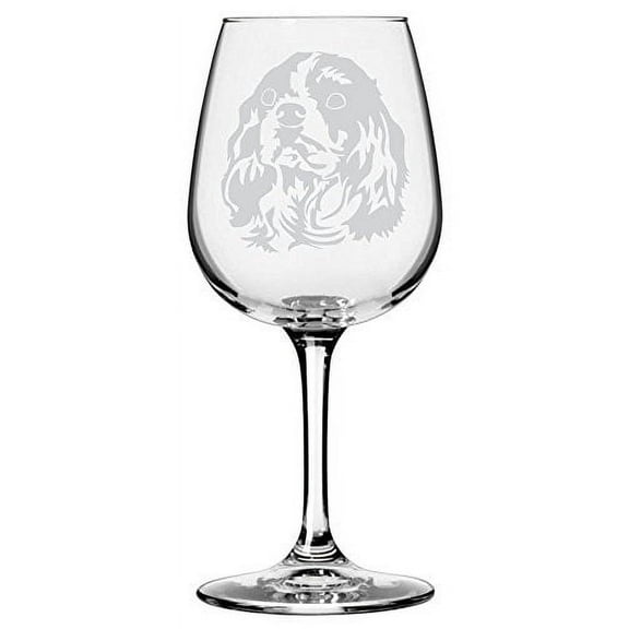 Cavalier King Charles Spaniel Dog Themed Etched All Purpose 12.75oz Libbey Wine Glass