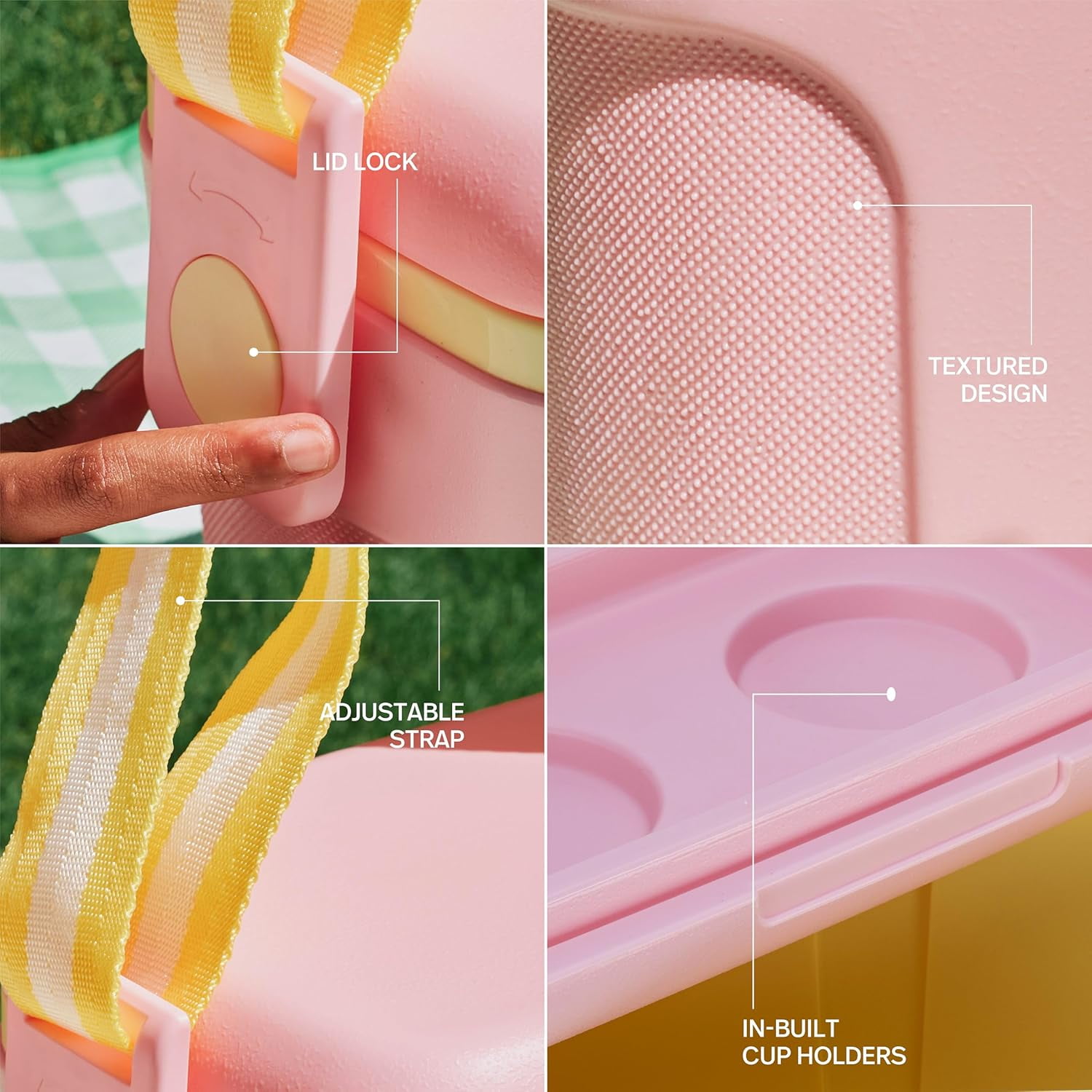 Pinnacle 8.5Qt Mini Cooler – Portable Picnic Cooler with Divider & Strap, Pink