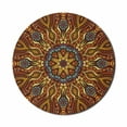 thumbnail image 1 of Ethnic Mouse Pad for Computers, Mosaic Like Warm Colored Design with Floral Swirls Image Print, Round Non-Slip Thick Rubber Modern Gaming Mousepad, 8" Round, Marigold Yellow, by Ambesonne, 1 of 2