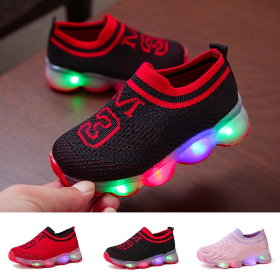 dgysar Boys LED Light Up Shoes Colorful Luminous Sneakers Soft Sole for Boys Girls Daily Outdoor Party Sports Casual Wear Red 21