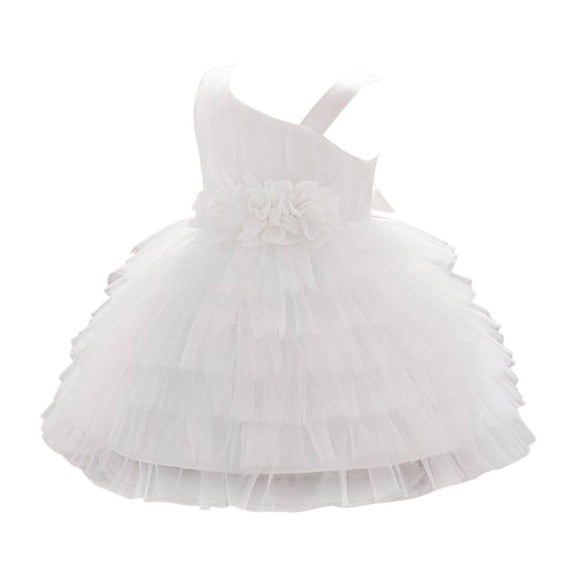 Fgnfyis Little Girl Dresses Carnival Layered Ruffle Cake Tutu Formal Gown Toddler Birthday Celebration Summer Dresses for Girls White 12-18 Months