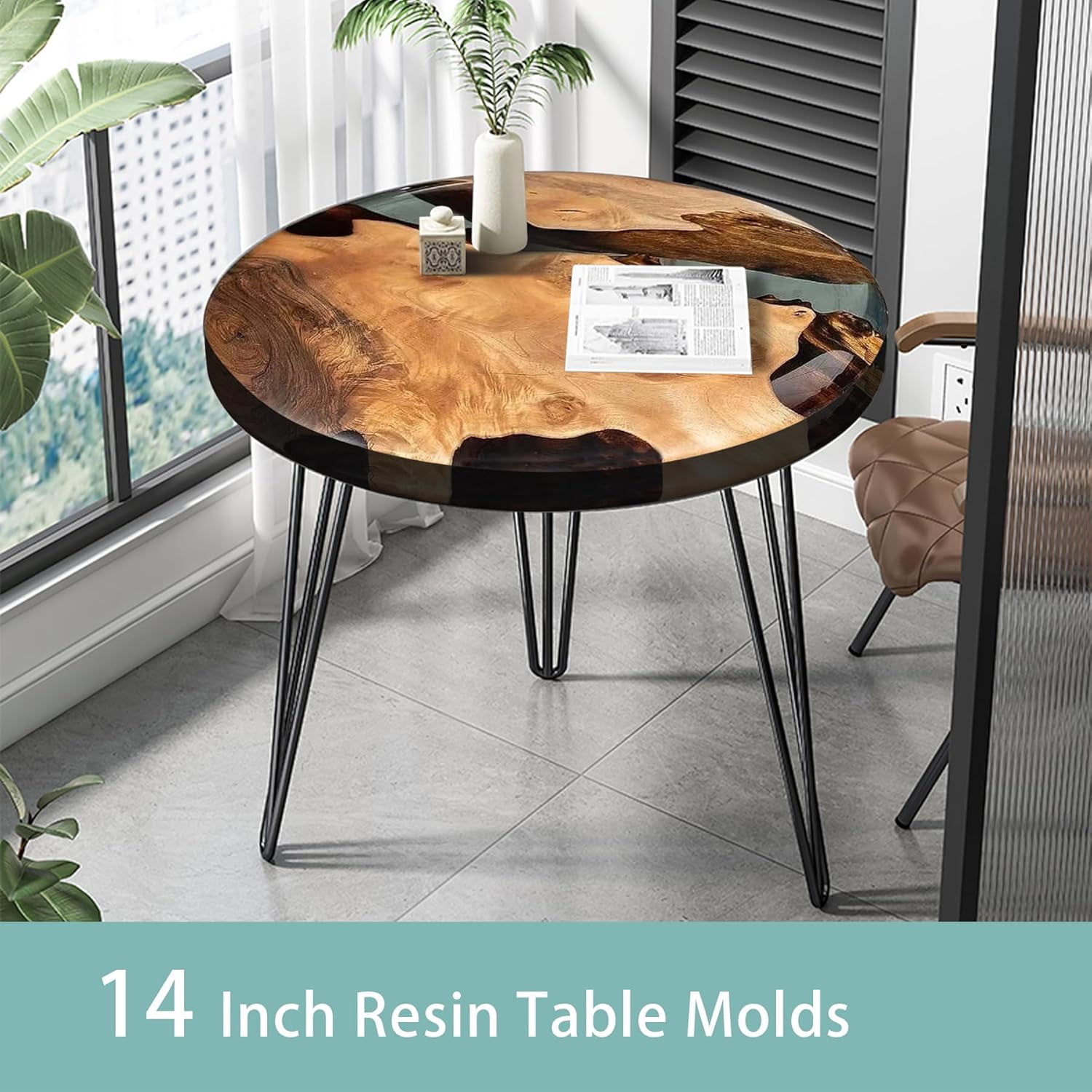 Extra Large Resin Table Mold 14 Inch Round Silicone Epoxy Resin Molds for River Table, DIY Crafts,Cutting Board, Desktop Decoration