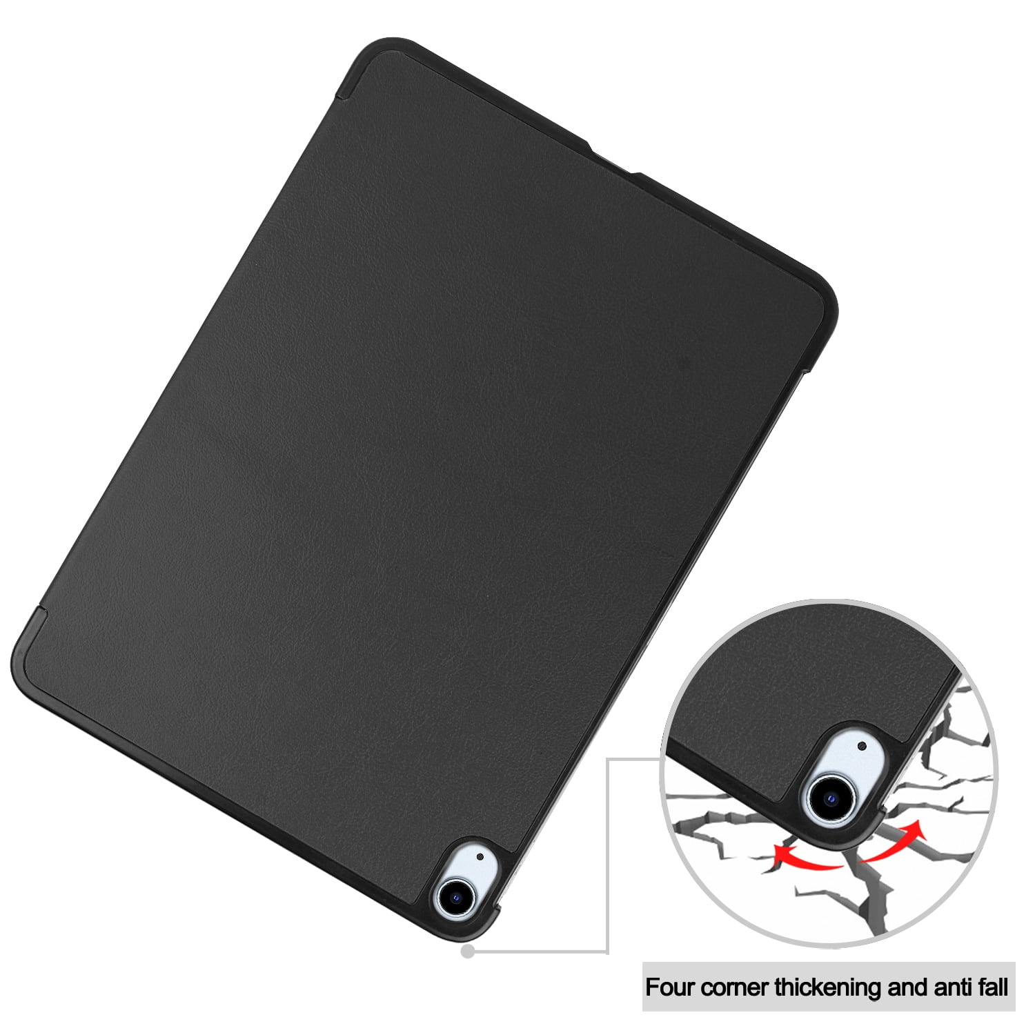 SaniMore for Apple iPad Air 11 (2024) Case, Auto Sleep/Wake, Rugged PC Case with Tri-Fold Kickstand [Support iPad 1st/3rd Pencil Charging]  Shockproof Protective Case for Women Men, Black