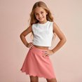 thumbnail image 6 of Girls Tennis Skirt, Athletic Golf Skirts with Shorts Solid Color High Waisted Skorts for Workout Plus Size Midi Skirt Wine 13Y, 6 of 9