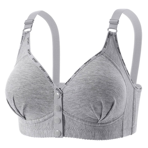 Gytharion Women's Front Button Plus Size Bras Breathable Wireless Push-up Bras Adjustable Underwear Everyday Bra,42B/C-48B/C
